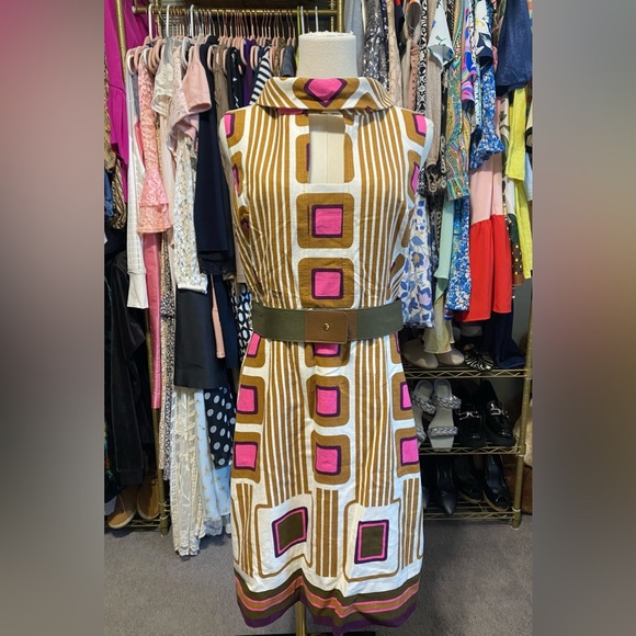 Milly Of New York Original Dress Pink and Brown Striped Dress - Picture 1 of 12